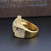 Hip Hop Gold Color Full Zircon Finger Rings For Men Larger Pentagram Ring Stainless Steel Women Charm Party Jewelry Accessory