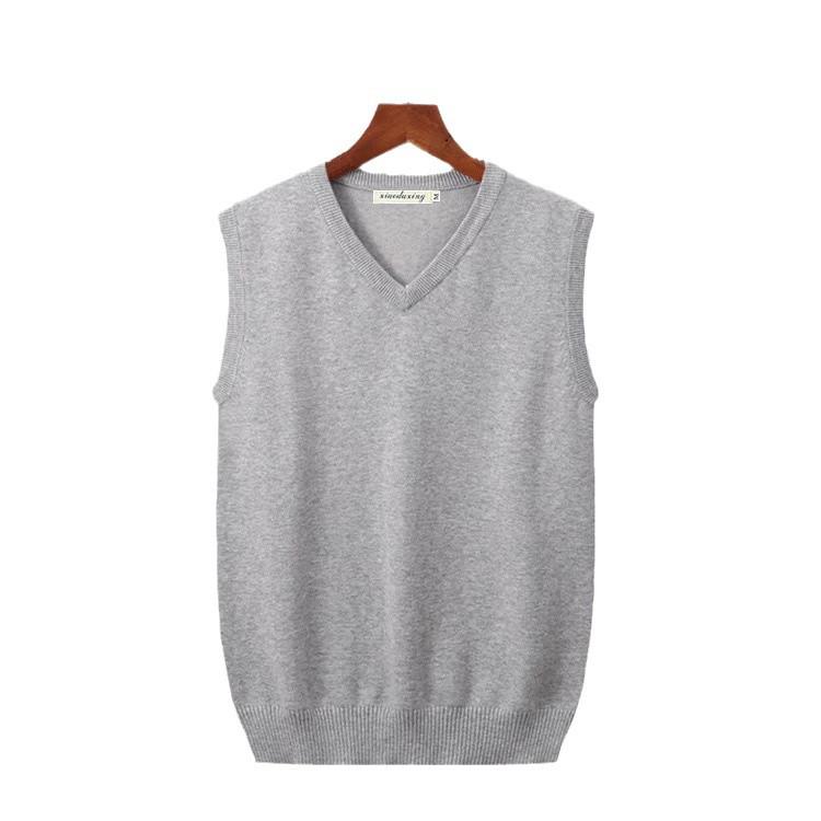 Unisex V-Ausschnitt College-Stil Strickweste - Ärmellos, Einfarbig, Vielseitig