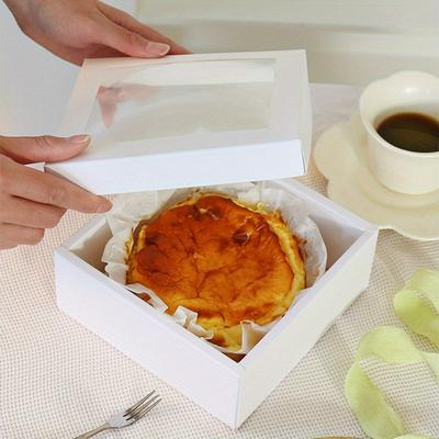 5pcs, Windowed Cake Packaging Box, White Bread Box 4 Inches/5 Inches, Cake Box Container for Pies, Pastries, Cookies, Birthday Parties, Weddings