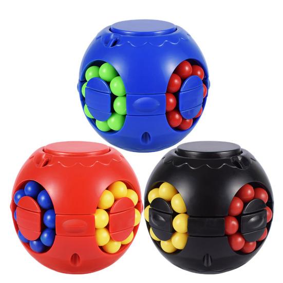 Rotatable Bean Ball Fidget Toy Stress Anxiety Relief Brain Teaser Rolling Bead Puzzle Spinner Ball Educational Toy Decompression Gadget
