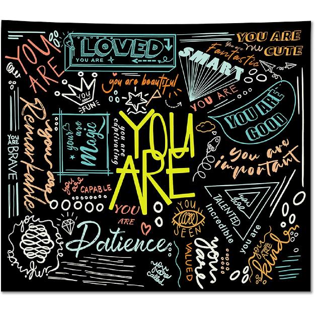TVTLTVT Quote You Are Wall Tapestry,Classroom Positive Kids Backdrop Decorations,pirational Positive Wall Hanging,Motivational Elementary Black