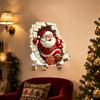 Santa Claus Decoration Decal Broken Wall Sticker, Christmas Decal, Seasonal Decorations Removable Mural for Living Room Bedroom Holiday Party
