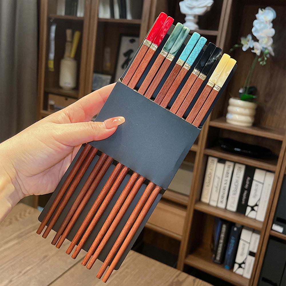 

5Pairs Red Sandalwood Japanese Non-Slip Chopsticks Korean Home Hotel Restaurant Portable Healthy Food Stick For Sushi Chopsticks
