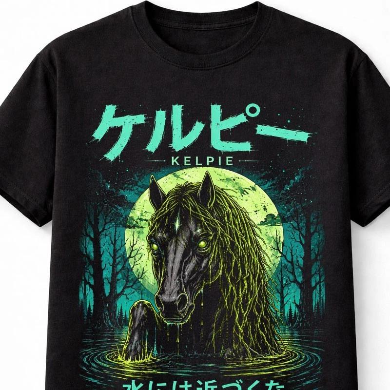 Kelpie Water Horse Cryptid Gothic Horror Monster Unisex TShirt S
