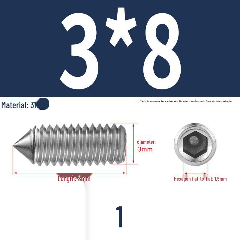 12.9 Edelstahl 304 Innensechskant Kegelspitze Gewindestift M2/M3