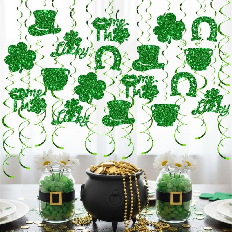 Quick Setups No Tools Needed Helical Shamrock Hanging Decoration for Fast Party Decoration on . Patrick's Festivities