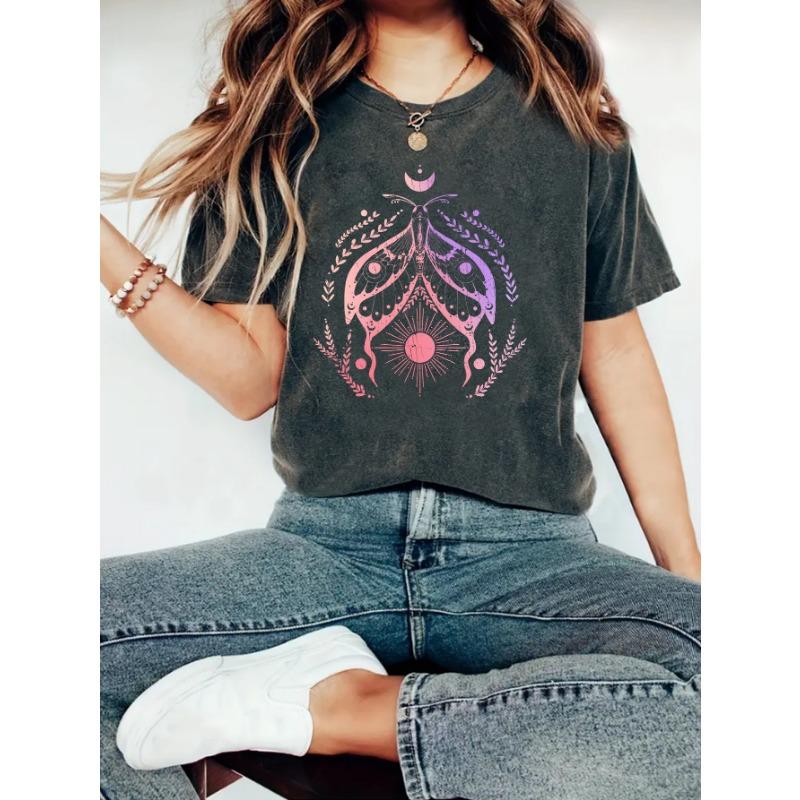 Summer Women's Printed Round-neck Short-sleeved T-shirt Casual and Fashionable T-shirt