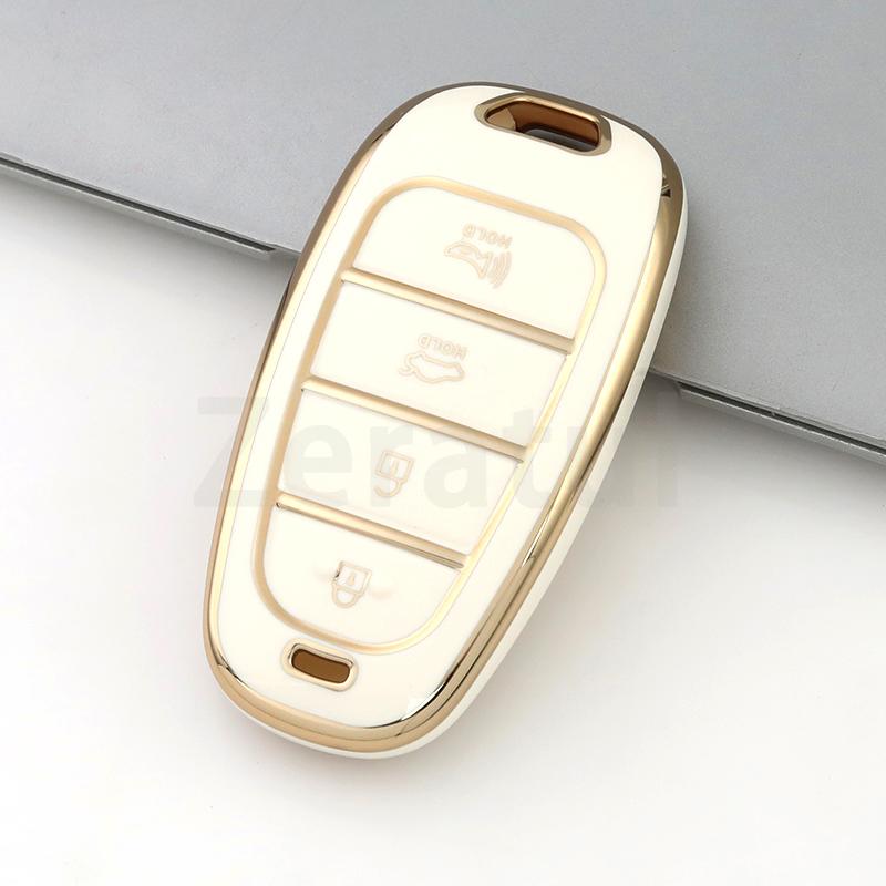 4 Tasten TPU Auto Schlüsselhülle Abdeckung Für Hyundai Santa Fe Tucson Nexo Nx4 Atos Prime Solaris Schale Schlüsselanhänger Halter Zubehör