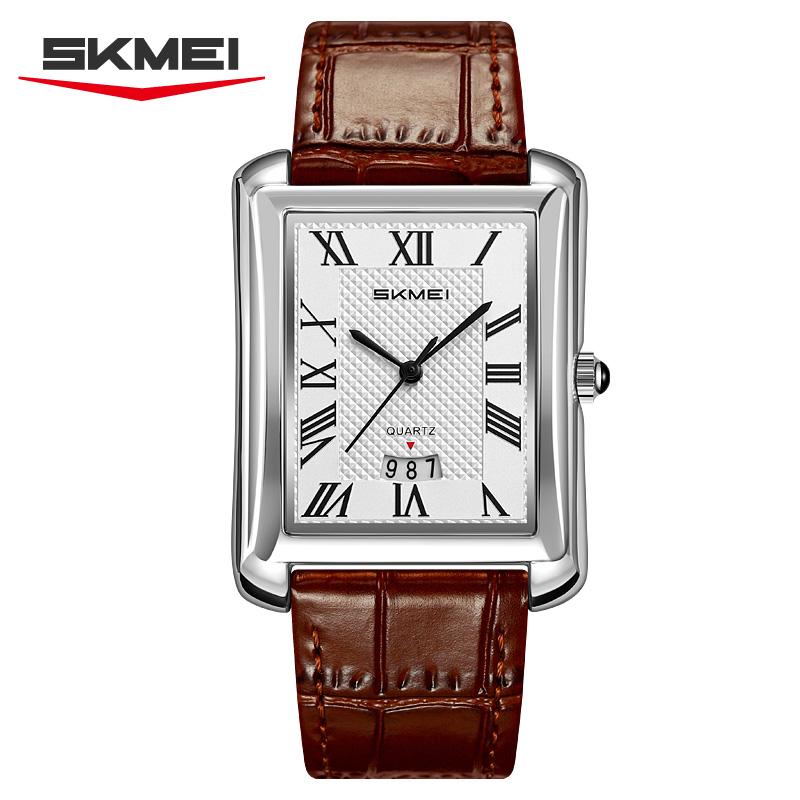 SKMEI 2575 Waterproof Date Genuine Luxury High-end Quartz Watch for Men Leather Strap Mens Wristwatch Shockproof Colck Relgios