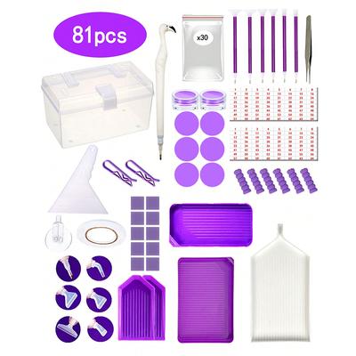 81 Deluxe 5D-Diamant-Malset – einschließlich Diamant-Kreuzstichstift, Ton, Kunststoffschale, spitzer Diamantstift, Aufbewahrungsbox und mehr