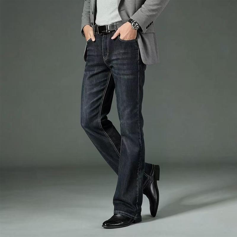 Men s Flared Jeans Men s High Waist Stretch Loose Flared Denim Dark Blue Jeans 28 темно-синий