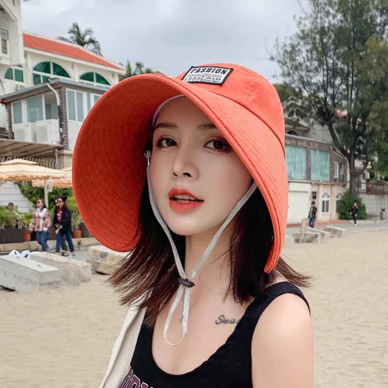 

Women s Korean Style Sun Hat with Extended Brim and Face Covering for Summer Outdoor Protection. One Size помаранчевий