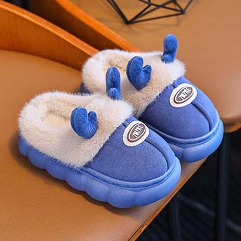 Thick Fleece Cute Antler Slides Waterproof Upper Toddler Cotton Shoes Holiday Gift