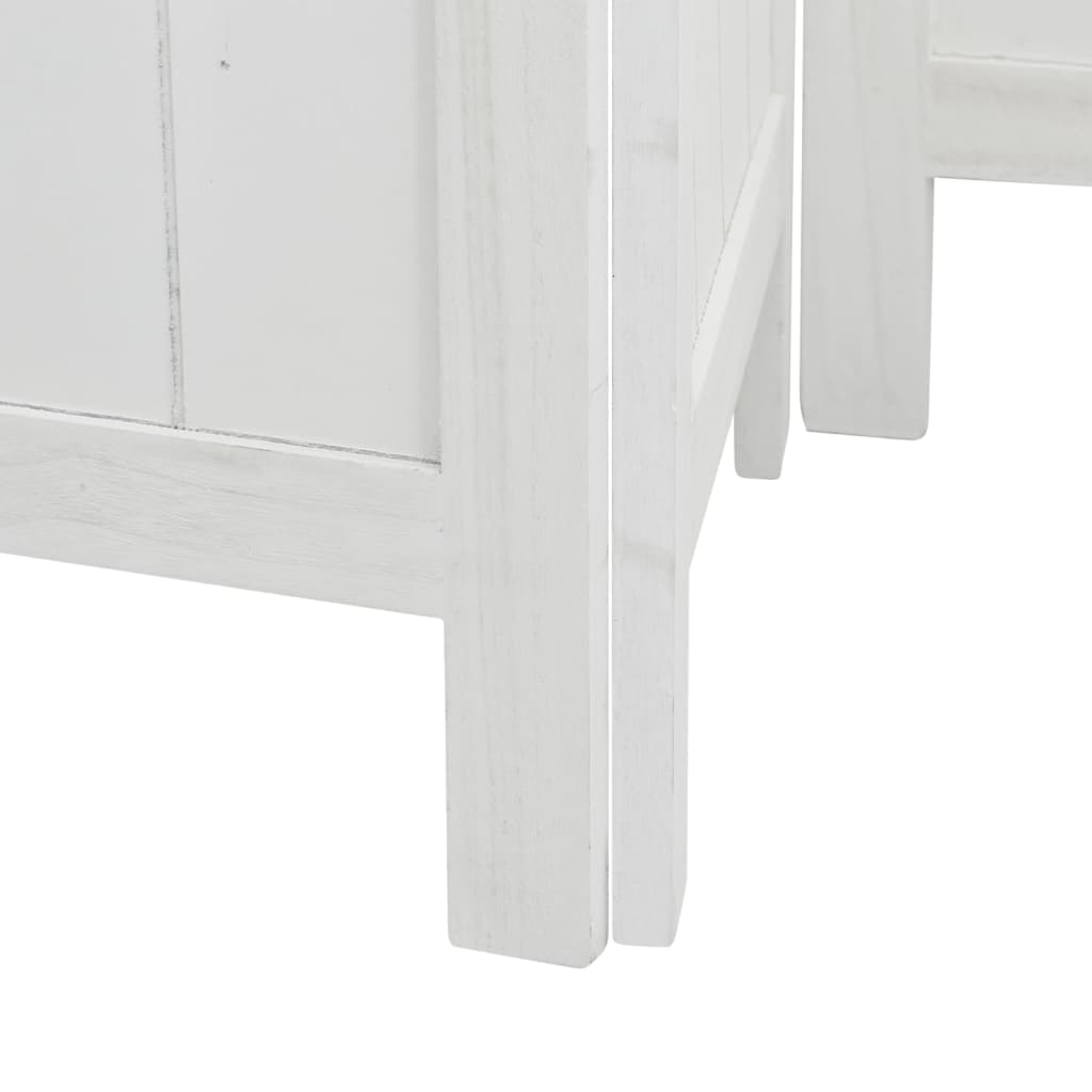 6 Piece Room Divider White Solid Paulownia Wood