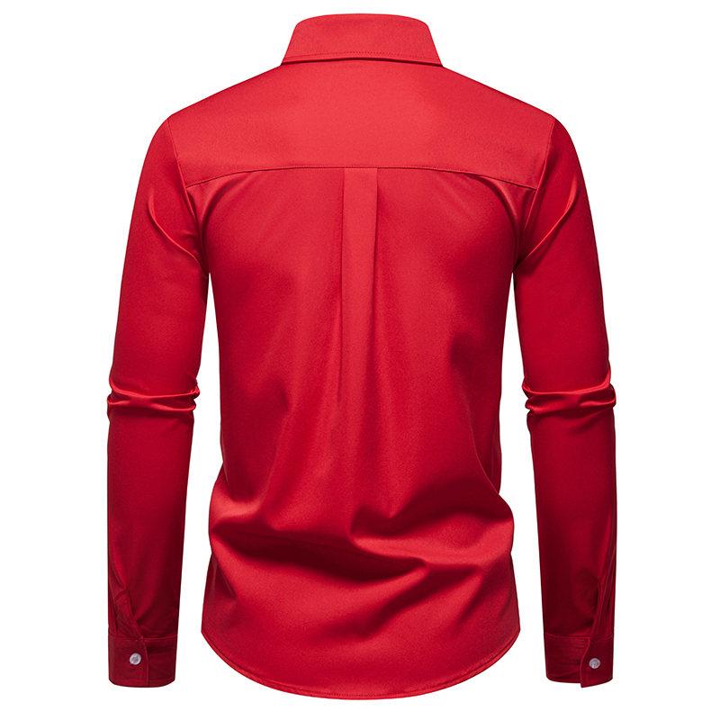 Autumn Men's Fake Tie Long Sleeve Shirt Men New Fashion Special Design Solid Shirts Male Versatile Casual Social Wedding Party