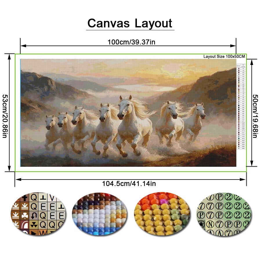 Diamond Mosaic Running Horse Large Size Diy Diamond Painting Full Drill Animals Jewelry Cross Stitch Picture Wall Decor