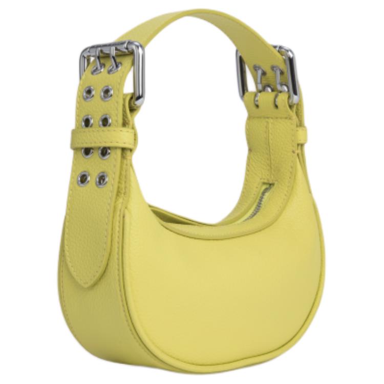 By Far Mini Soho Solid Color Zipper Closure Pebbled Leather Shoulder Tote Bag Small Women handbags Yellow-Apple 23SSMNSSAPLSGCSMA