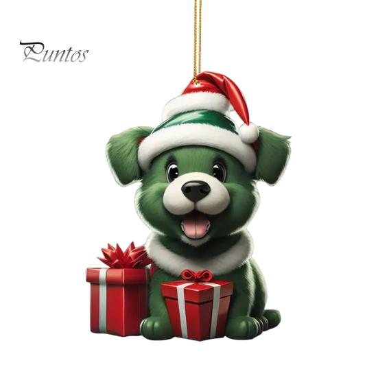 Christmas Ornament Vibrant Color Easy To Hang Cute Dog Car Hanging Pendant Xmas Tree Acrylic Pendant