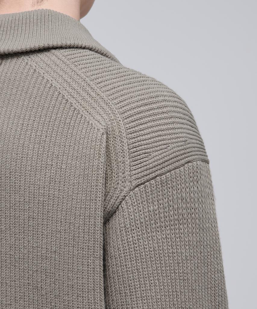 Musinsa Standard Relaxed Ribbed Half Zip-Up Knit [Dusty Beige]