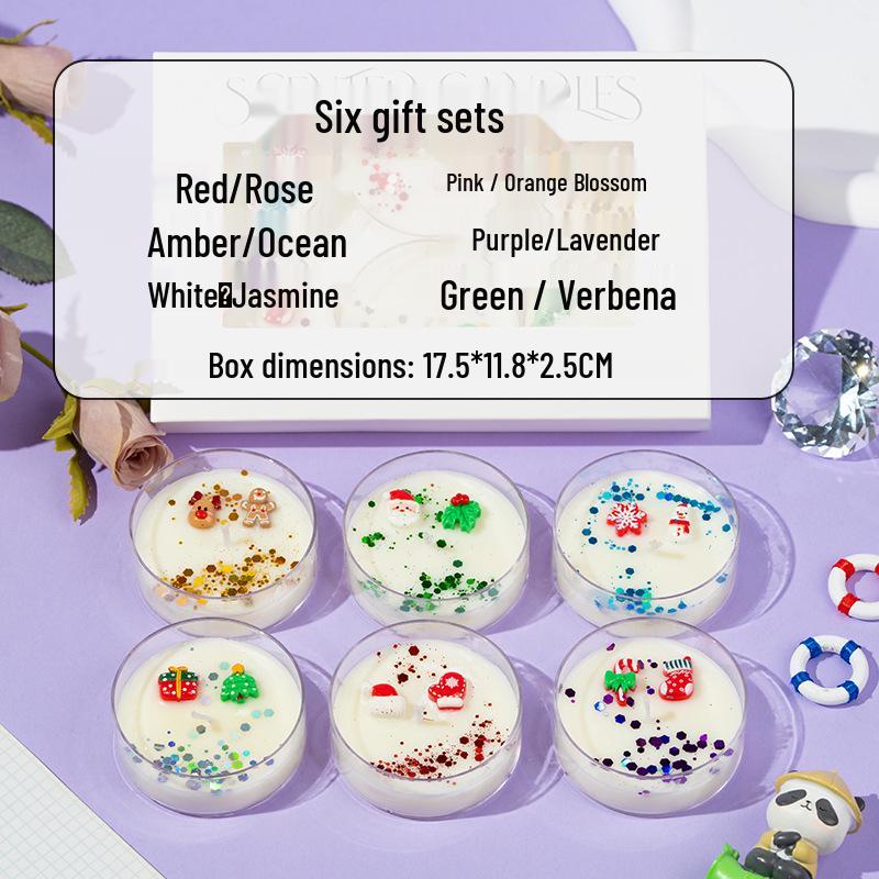 Scented Soy Wax Candles with Dried Flowers and Glitter - Crystal Shell Collection Gift Set