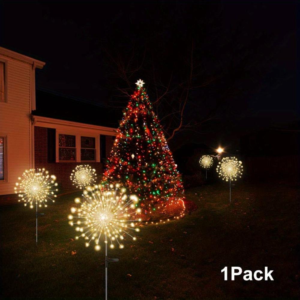 Solarbetriebene LED Feuerwerk Lichterketten,90/150 LEDs,8 Modi Wasserdichte Gartenlampe für Außenbereich Gehweg/Hof/Weihnachtsdekoration