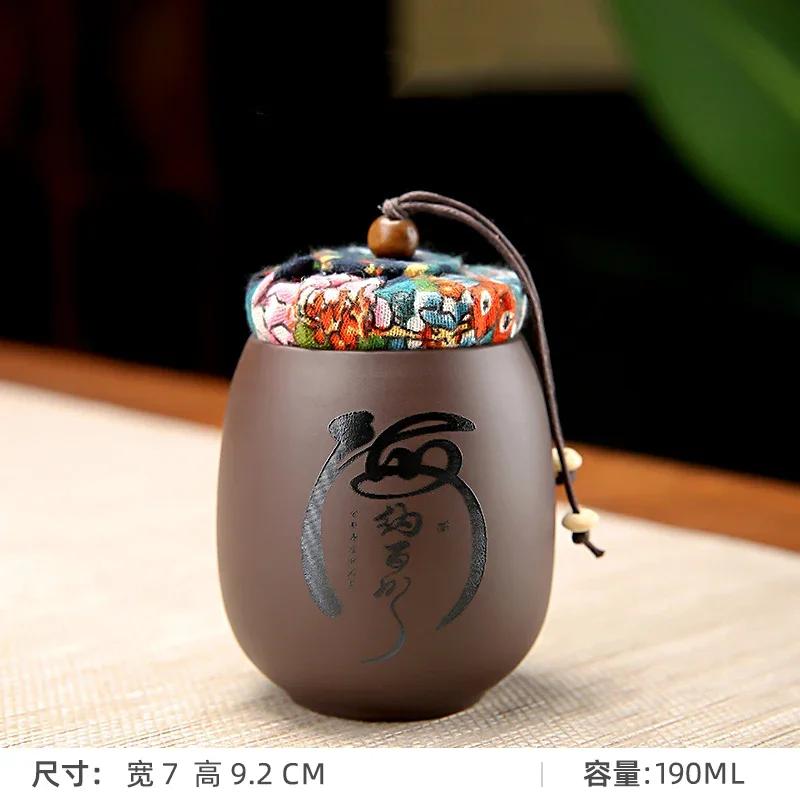Purple Clay Tea Jar Ceramic Small Can Pu Erh Tea Box Portable Mini Travel Storage Sealed Can for Home Use Teaware Tea Caddies