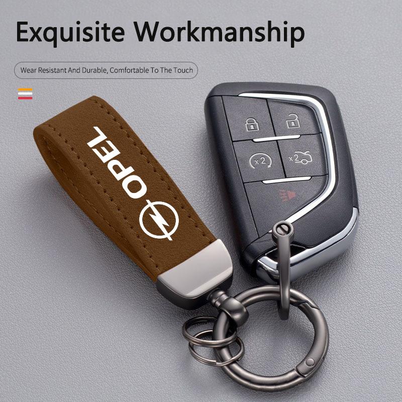 Leather Car Badge Key Chain Ring Pendant For Opel Astra GTC Insignia Antara Meriva Zafira Vectra Mokka Auto Keychain Accessories