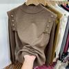 Autumn and Winter New Button Sweater Sweater Women's Pullover Half Turtleneck Thickened Bottoming Shirt Top