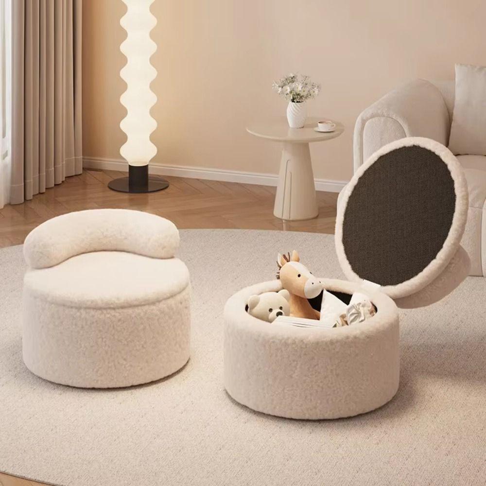 Lamb Wool Shoe Changing Sofa Swivel Wheel Swivel Wheel Stool Swivel Wheel Seating  for Home Use