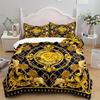 Luxury Baroque Pattern Bedding Set Golden Duvet Cover Set Twin Double Queen King Size Comforter Cover Set for Gift Bed Linen