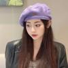 New Autumn and Winter Hat for Women Korean Style Versatile Beet Hat Showing Face Little Painter Hat for Women Breathable Black Beret Hat