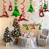 30pcs Spiral Hanging Decorations White Snowflakes Green Christmas Tree Red Deer - for Christmas Birthday Party Room Decorations