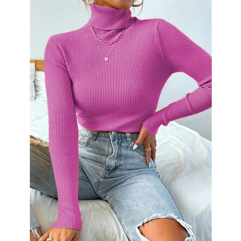2024 Women's High Neck Knitted Pullover - Europe & America Style