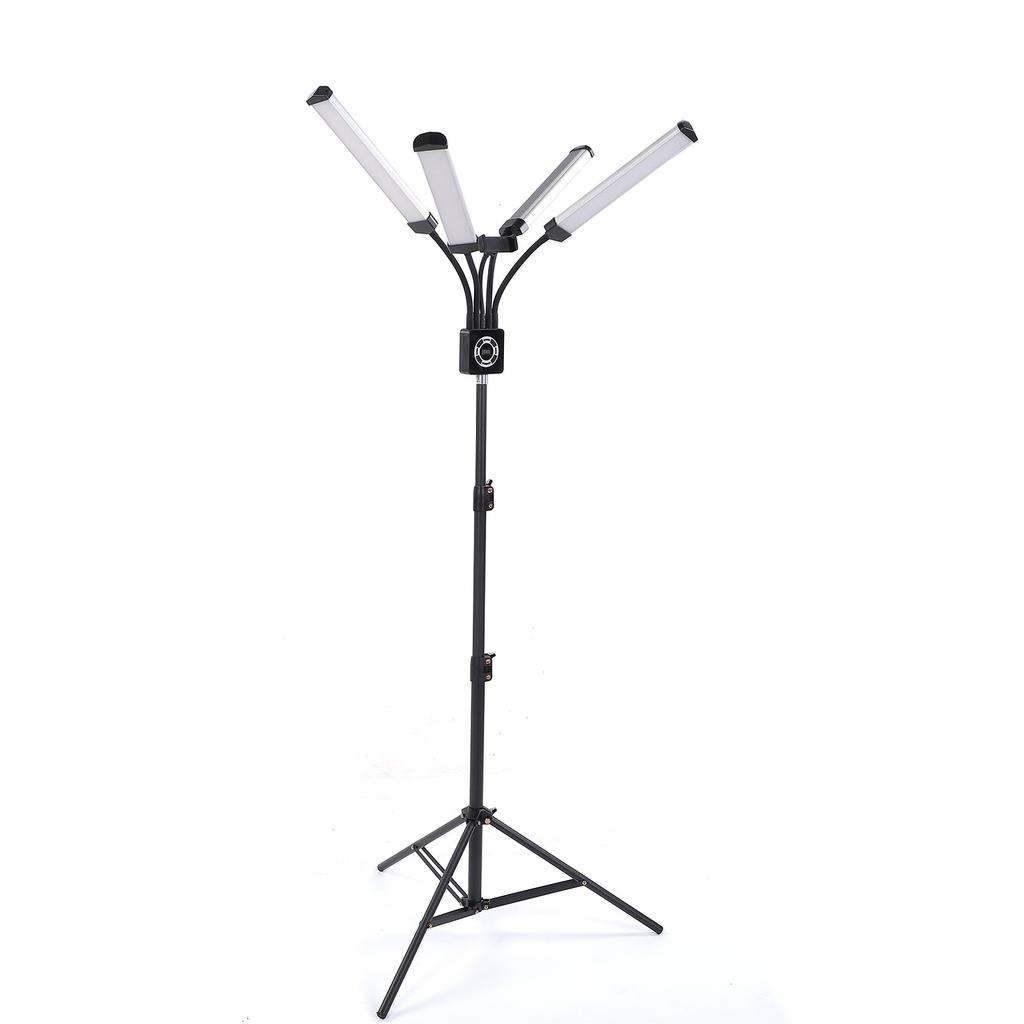Flexible 4 Arms LED Video Light 3200K 5600K Dimmable Photography Fill Light for Live Streaming Black US Plug