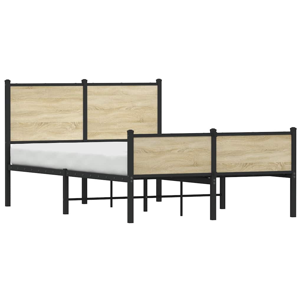 Metal Bed Frame without Mattress Sonoma Oak Finish 120 x 190 cm