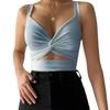 Damen Sommer Trägertop Gedrehtes Dehnbares Binden V-Ausschnitt Rückenfreies Camisole