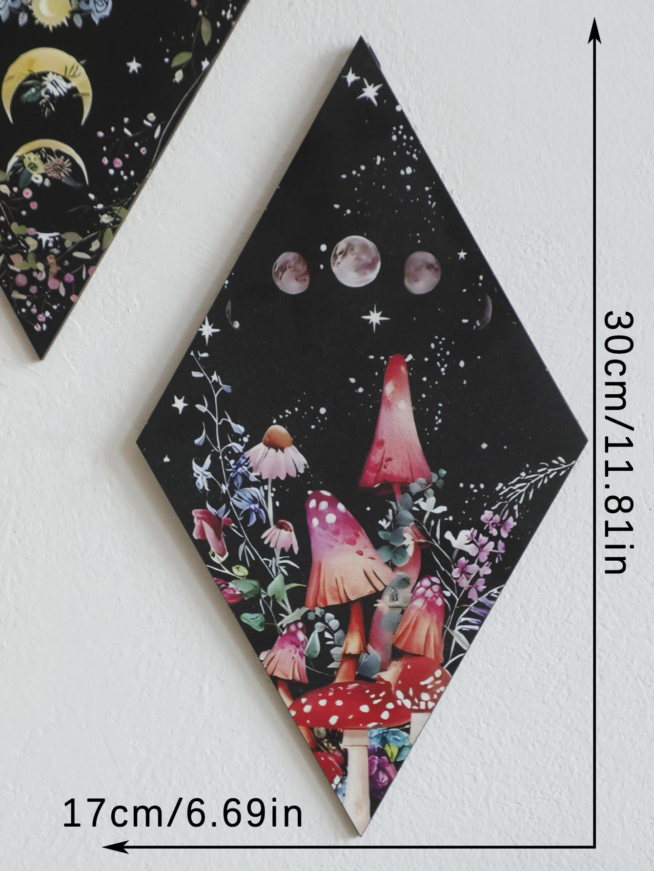 Moon Phase Butterfly Wooden Wall Hanging Wall Decor Rhomboid Boho Home Decoration Witch Decor Room Decors Aesthetic Crafts Gifts