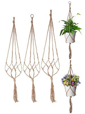 90/105cm Macrame Plant Hanger Indoor Hanging Planter Basket Handmade Woven Cotton Rope Flower Pot Holder Stand Boho Home Decor