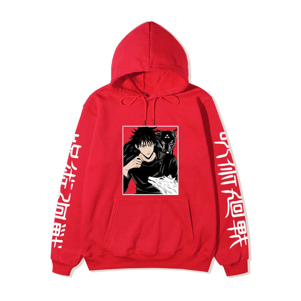 Japanese Anime Hoodie Sweatshirt Jujutsu Kaisen Satoru Gojo Anime Print Soft Fleece Warm Long Sleeve Hooded Sweatshirt