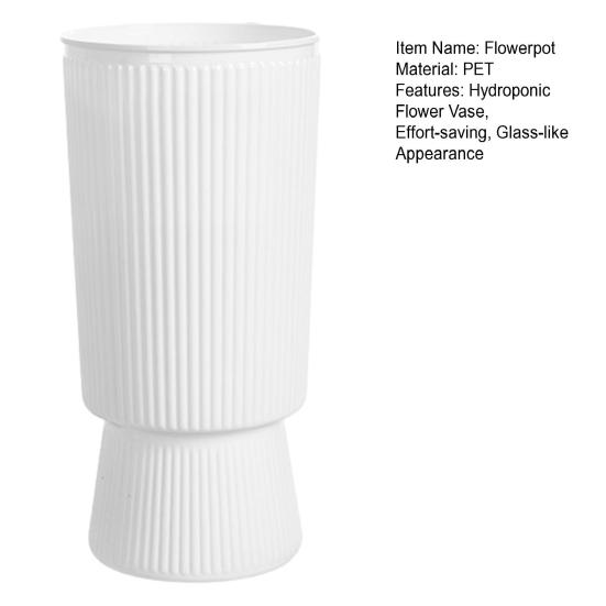 Hydroponic Flower Vase Transparent Vertical Grained Glass Design Vase Reusable PET Modern Nordic Style Vase for Flowers Pothos