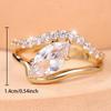 Elegant Gold Color Marquise Cut Zircon V-Shape Ring for Women Engagement Party
