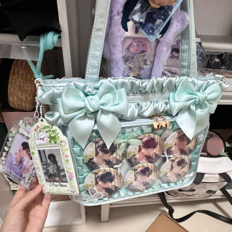 New Lace Bow Girls Sweet Ulzzang Ita Bag Fashionable Cute Harajuku Shoulder Bag Crossbody Bag Jk Uniform Y2K Handheld Tote Bag