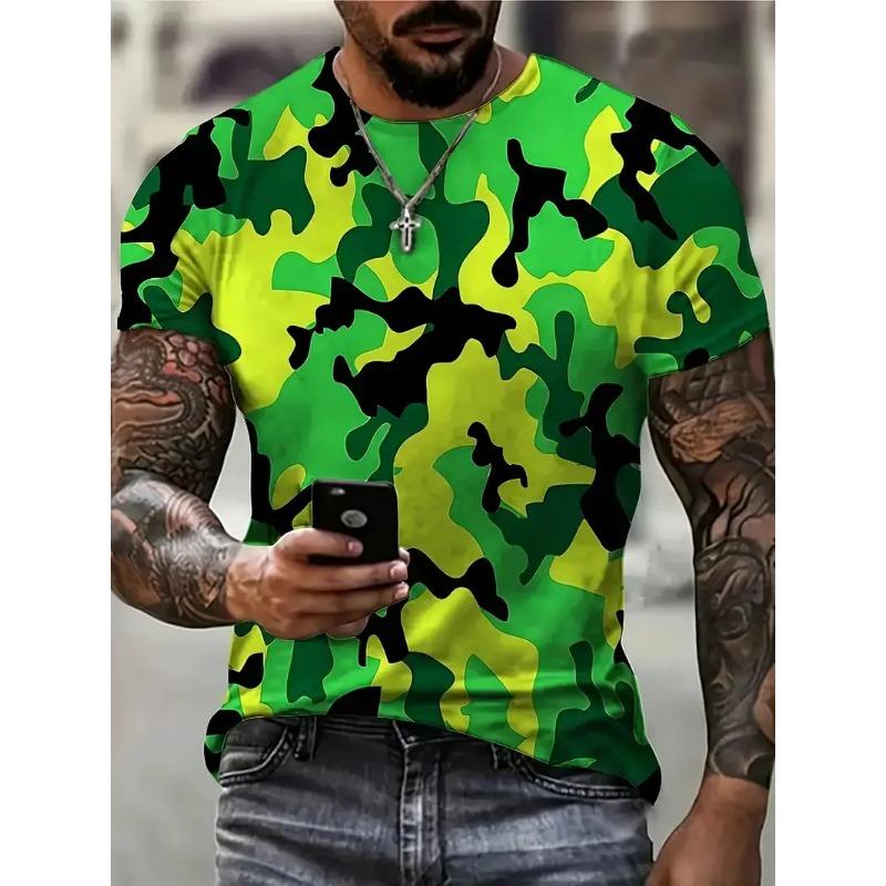 Camouflage Print Men's Tshirt Casual Comfortable Streetwear 3D Summer Outdoor Short Sleeve Crew Neck Sports Top Training T-shirt