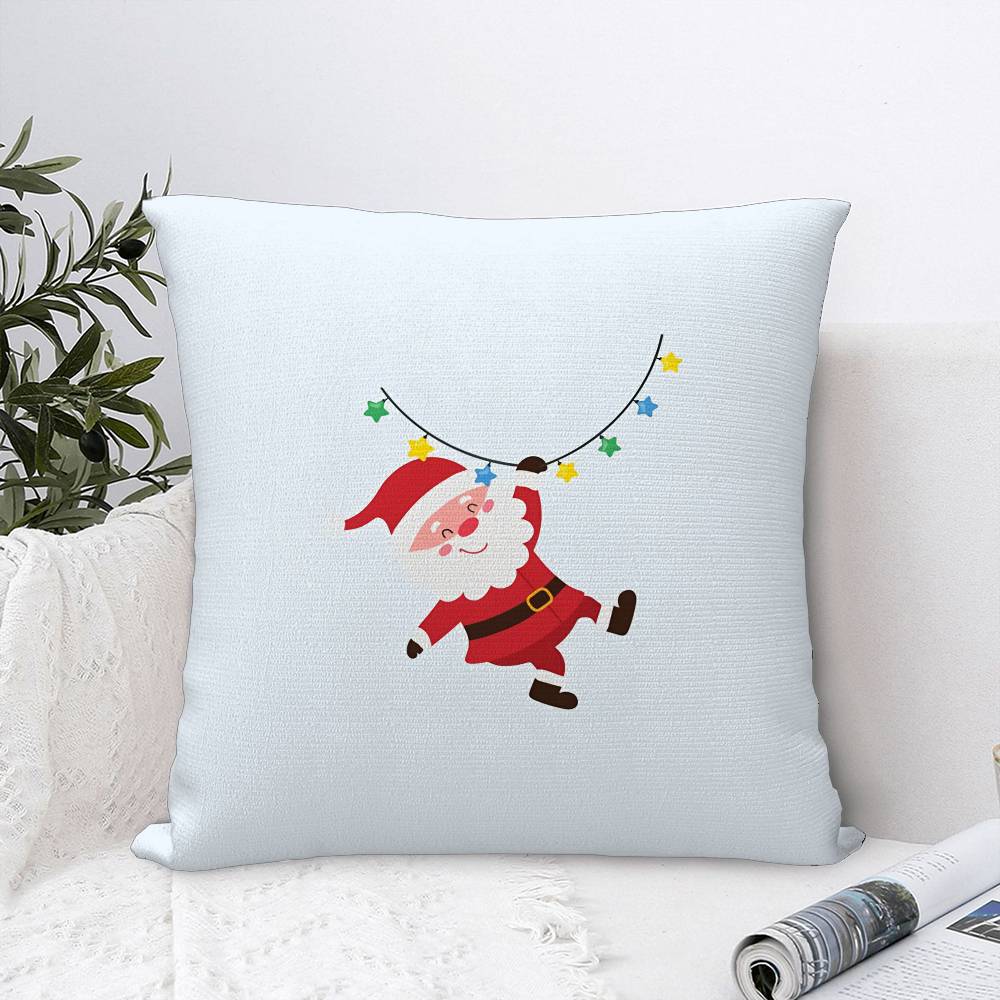 Christmas Santa And Deer Pillow Case Plush Fabric Soft Double Sided Print Sofa Cushion Cover Throw Pillow Covers