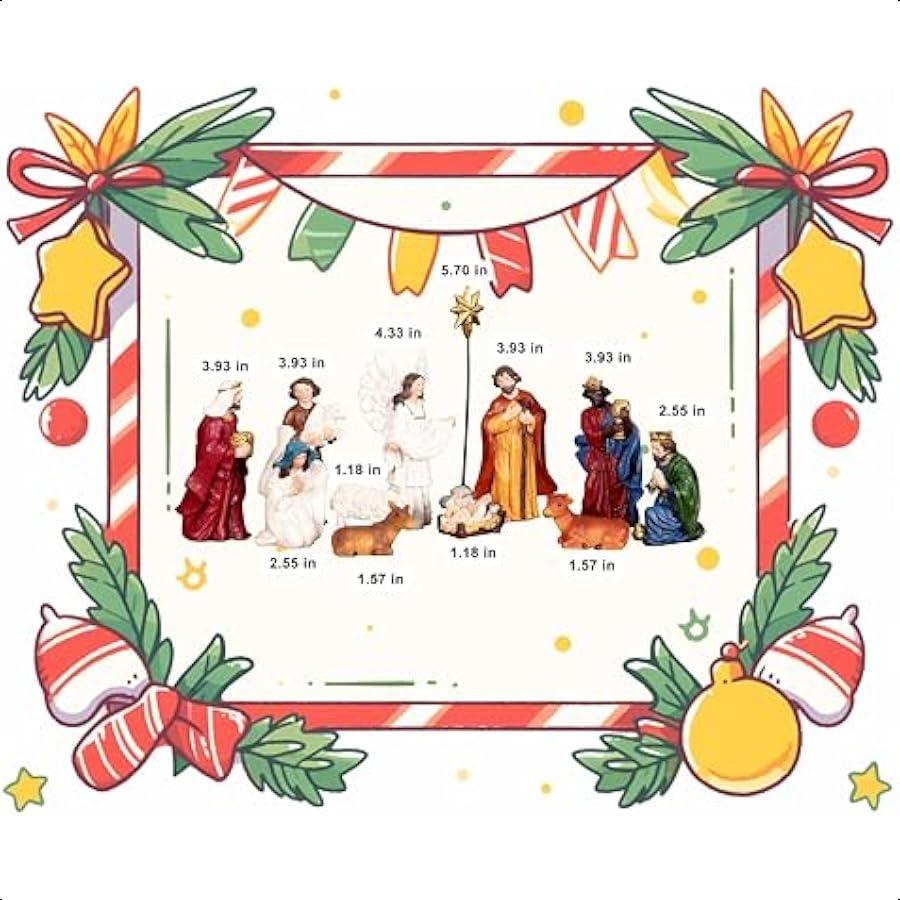 

Рождественский набор «Рождество» 12 предметов 3,9 дюйма Расписанные вручную смоляные фигурки для рождественской сцены Рождества Настольные праздники Дом United States