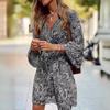 2023 Summer European & American Mid-Waist Printed Short-Sleeve Loose Midi Dress