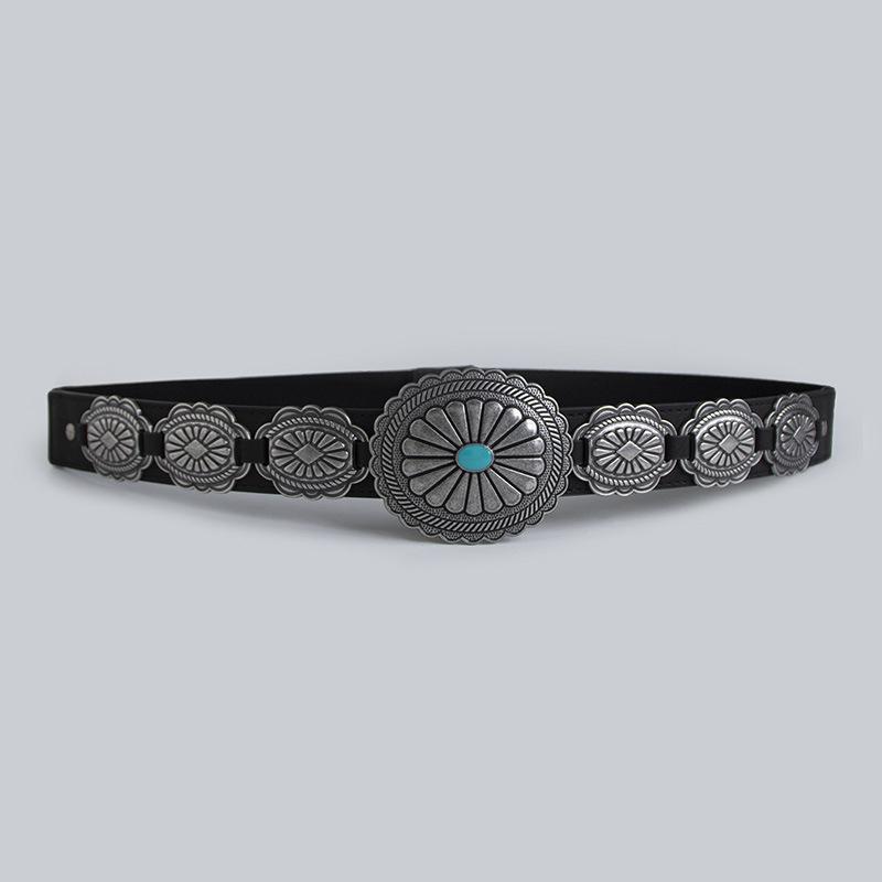 Bohemian western denim riem retro zware industrie accessoires riem elastisch elastische riem dames riem dames tailleafdichting zwart