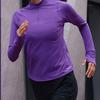 Li Ning Laufserie Fleecegefüttertes Stehkragen Langarm T-Shirt Damen Oberteile Mineral-Lila ATLU050-5