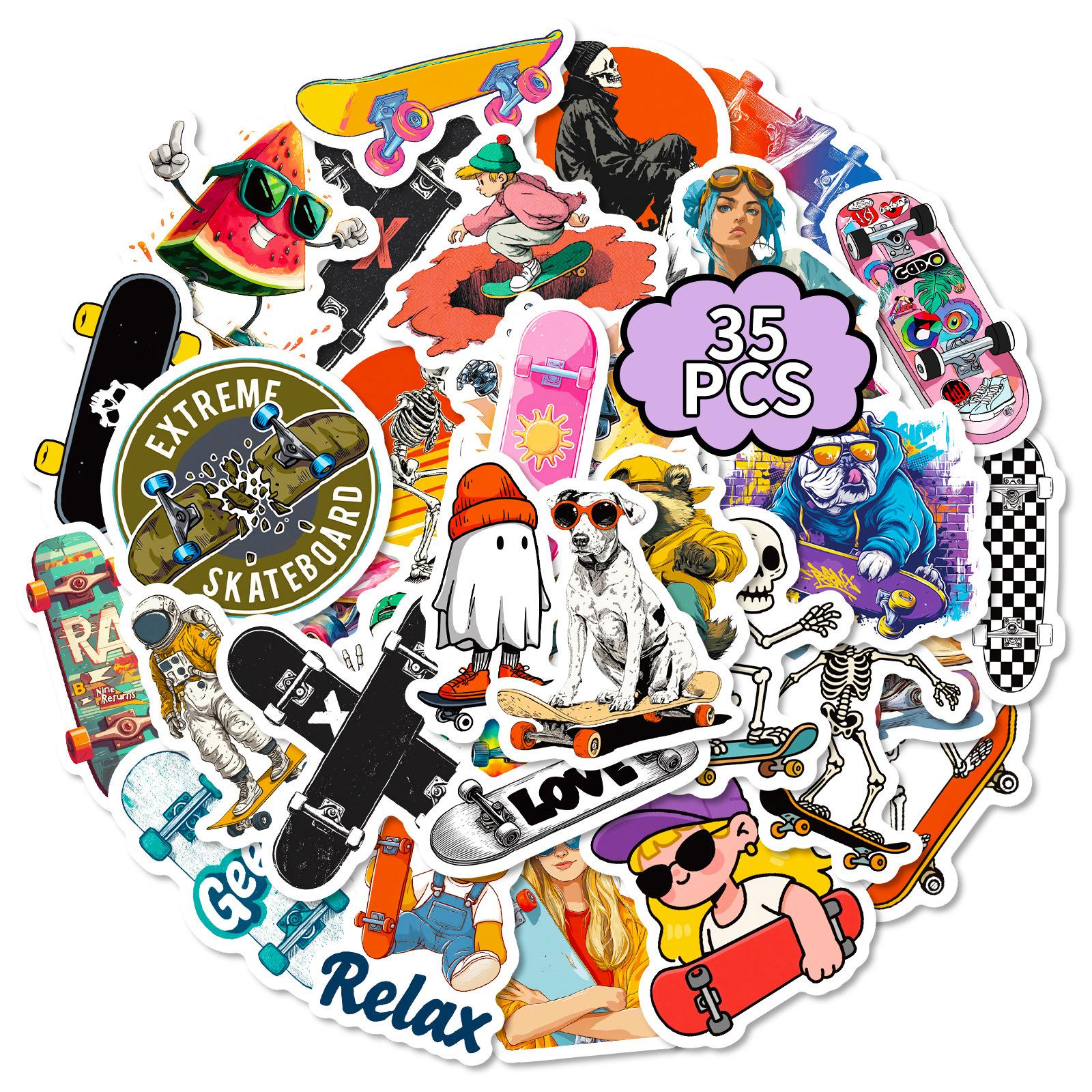 

56 Handsome Skateboard Cartoon Graffiti Stickers Mobile Phone Car Personality Decoration Waterproof Stickers