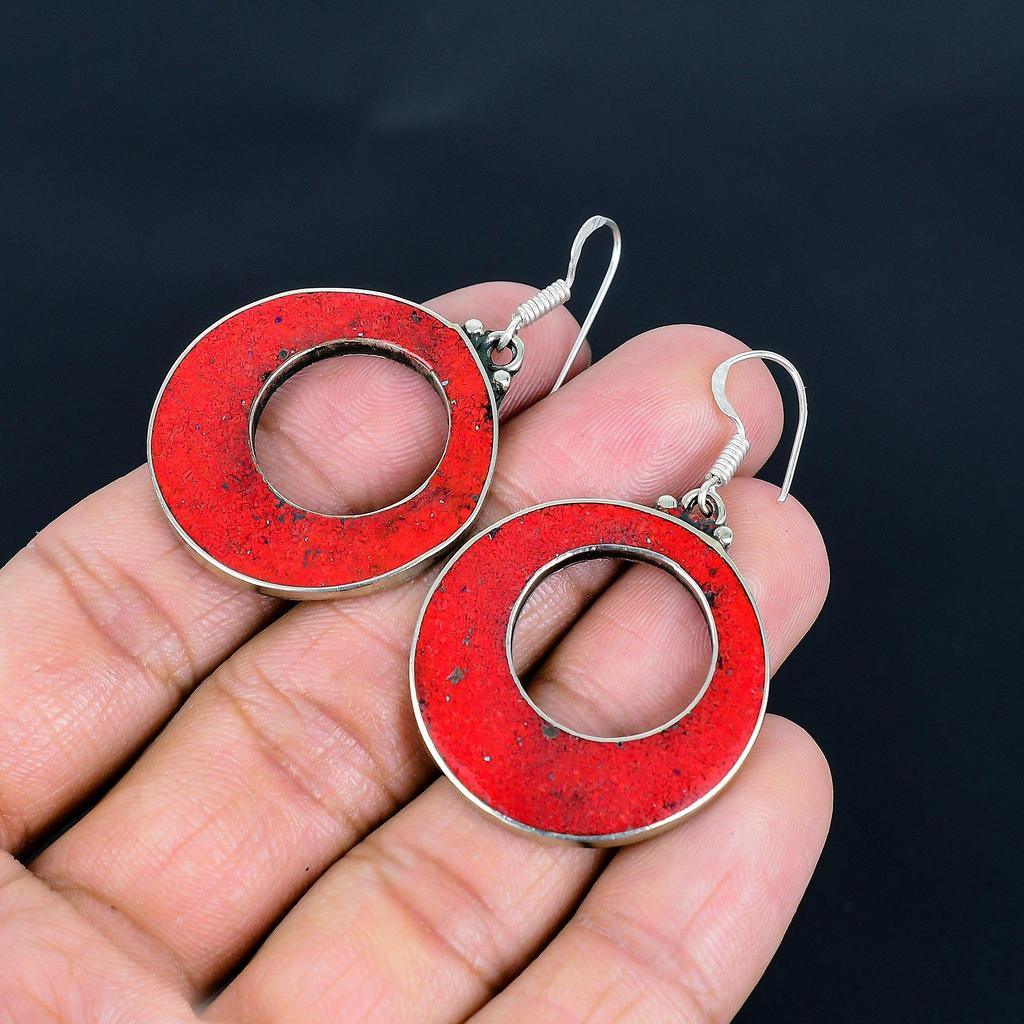 Red Coral 925 Sterling Silver Earrings Tibetan Silver Earrings Handmade Earrings Tibetan Jewelry Tribal Ethnic Nepali Pendant Gifts For Mom